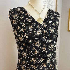 Vintage Floral Black Dress